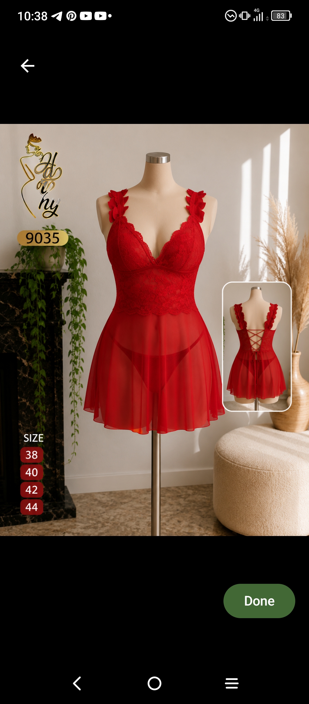 لباس خواب فانتزی گلدار کد 9035