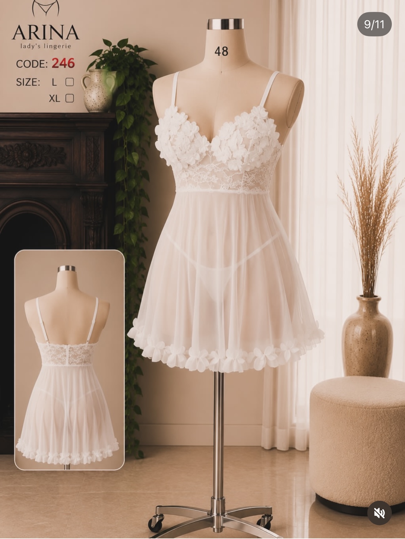 لباس خواب فانتزی گلدار کد 246