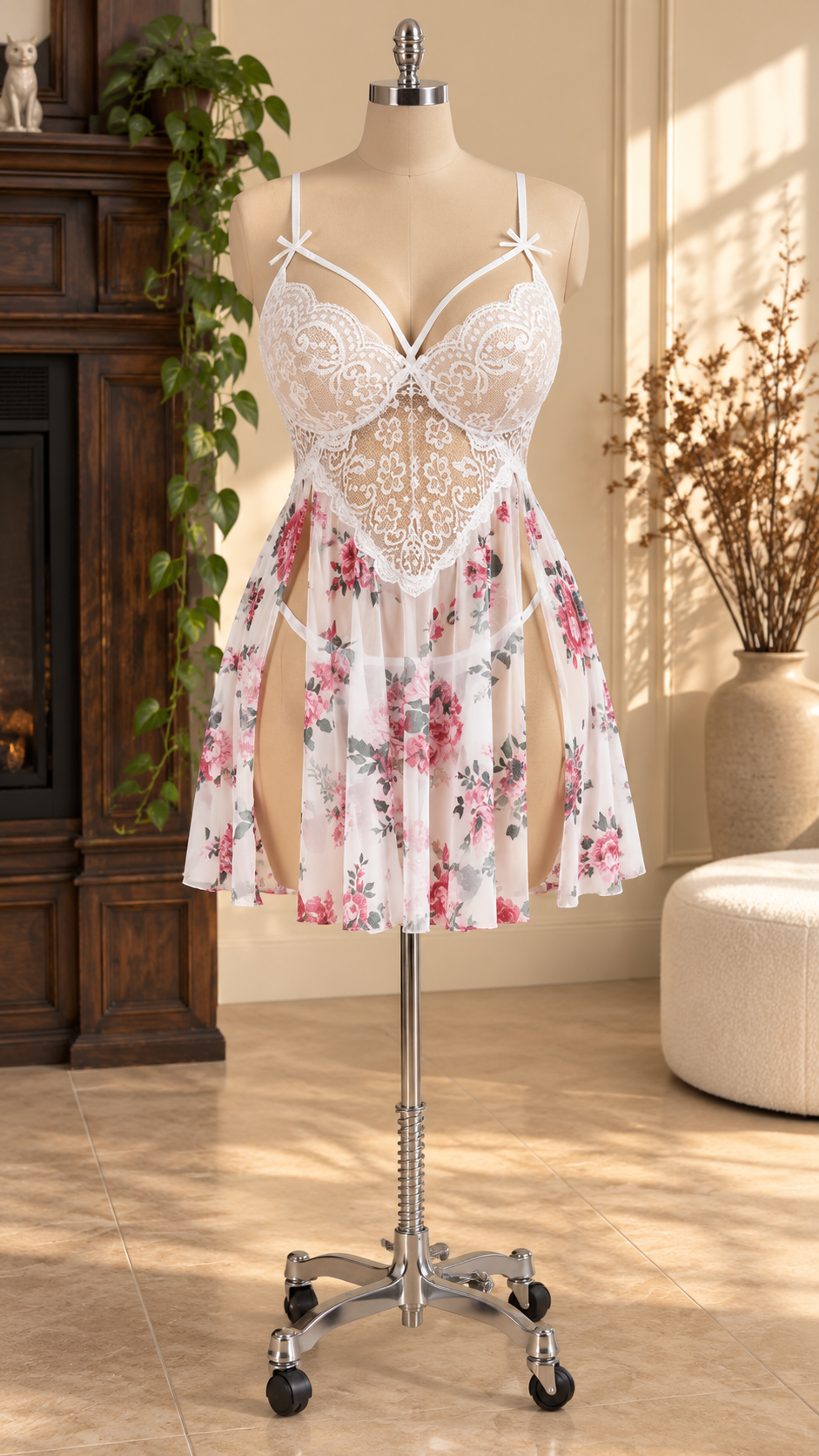 لباس خواب زنانه سایز بزرگ چاپی کد100425