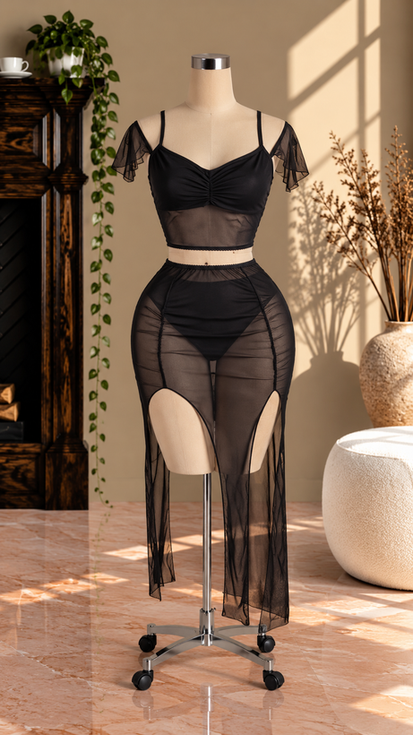 لباس خواب فانتزی حریر بلند زنانه کد 6023