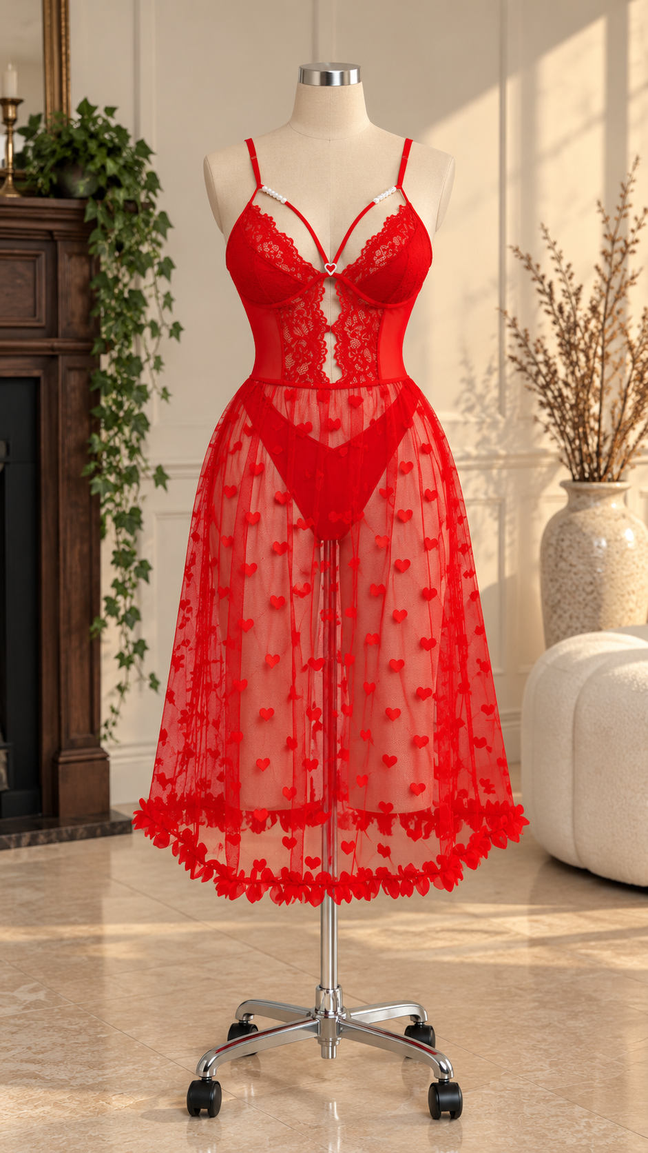 لباس خواب بلند زنانه سایز بزرگ رکسی رز کد 1225