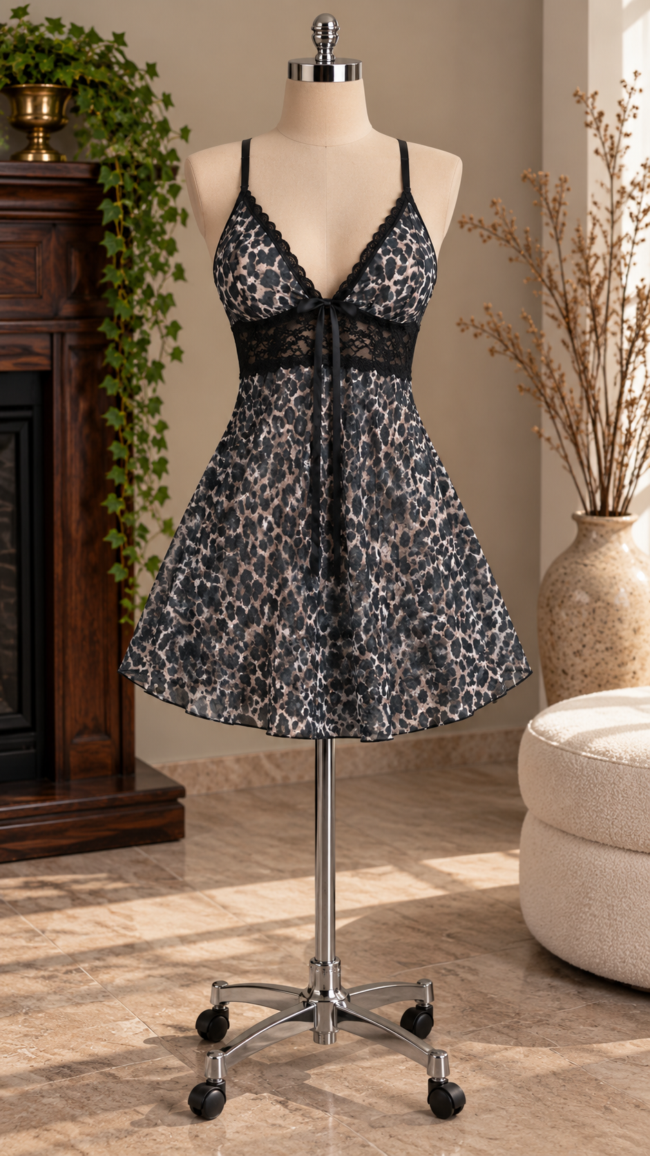 لباس خواب فانتزی طرحدار پلنگی زنانه کد 8057