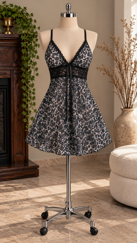 لباس خواب فانتزی طرحدار پلنگی زنانه کد 8057