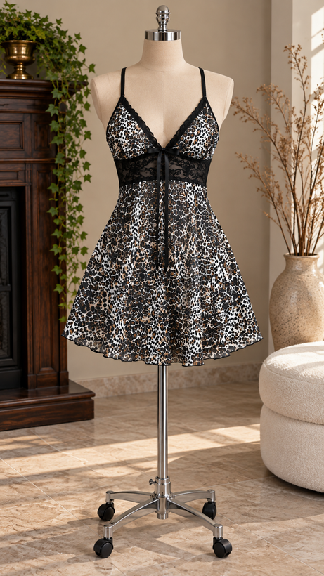 لباس خواب فانتزی طرحدار پلنگی زنانه کد 8057